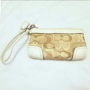 COACH Logo/White Leather Custom Wristlet